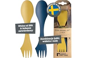 Light My Fire Spork Original Łyżkowidelec – Sztućce Turystyczne 3w1 Łyżka, Widelec, Nóż – Zestaw Sztućców Turystycznych Wielokrotnego Użytku – Sztućce Kempingowe Wolne od BPA – 2 Sztuki