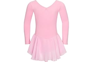 tanzmuster ® Ballettkleid Mädchen Langarm - Anna - (92-170) aus weichem Baumwollstoff mit Glitzersteinen und Chiffon Röckchen fürs Kinder Ballett Ballettbody