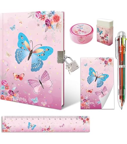 Mermaid Diary With Lock For Girls - Plush Secret Journal Kit With Pen & Keys