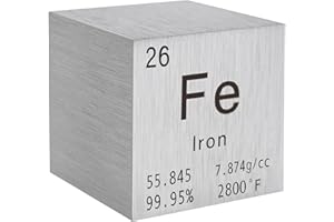 STPCTOU Iron Cube Pure Metal High Density Cube Laser Engraved Cube for Element Collection Lab Material Periodic Table of Elements Collection DIY Teacher Science Creative Gift (Iron, 1 Inch)