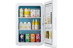 REBONIQUE Mini Kühlschrank, 22L/30 Dosen Kleiner Kühlschrank mit Kühl- und Heizfunktion, Mini-Kühlschränke mit AC+12V DC für Schlafzimmer Büros Autos, Tragbare Kühlbox für Getränke, Kosmetik, Snacks (Weiß)