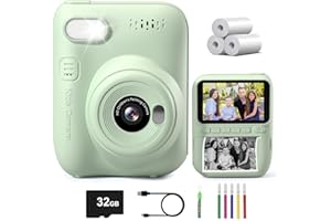 Gofunly Camara Fotos Infantil Instantanea, 3,0 Pulgadas de Pantalla Grande HD 1080P Camara Fotos Infantil con Tarjeta de 32GB, Selfie Video Cámara Instantánea para Niños de 3-12 Años, Regalos Juguete
