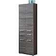 trendteam smart living Skin Badezimmer Hochschank Schrank, Sardegna Stauraum, Front und Korpus Rauchsilber, 60 x 182 x 31 cm