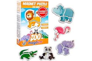 Magdum Animales de Zoo Puzzle Magnetico - 6 Piezas Puzzle 3 años - Imanes Niños - Imanes Nevera Niños - Juego Imanes - Juegos Magneticos para Niños - Imanes para Niños - Juguetes Educativos 3 Años