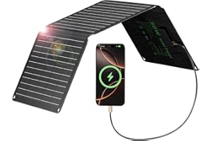 LIONSHEE 30W Solarpanel Faltbar mit 3 Ports (USB-C+USB-A+DC), IP67 Wasserdichtes Tragbares Solar-Ladegerät, Handy Solar Panel Im Freien, Camping Ladegerät für Smartphone, Mobile Powerbank und mehr