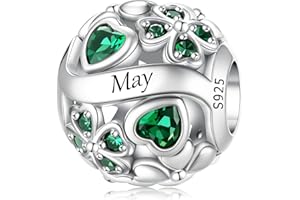 LNQOBU Breloque de pierre de Naissance pour Pandora Bracelet,perle de Charme de coeur D'amour en Argent Sterling 925, Pendentif en forme de Coeur D'amour pour les Femmes