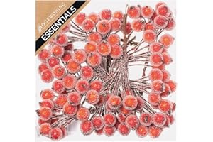 FloristryWarehouse Artificial Orange Frosted Holly Berries 12mm (x 108) on wire for Christmas craft use