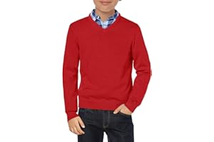 Haloumoning Maglione da ragazzo con scollo a V, uniforme per bambini, a maniche lunghe, tinta unita, casual, leggero, lavorato a maglia