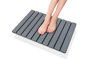 iHomara Alfombra de baño plegable, natural tierra de diatomeas antideslizante, rápido secado, super absorbente, 60x39 cm, alfombrilla de ducha para baño, casa y cocina