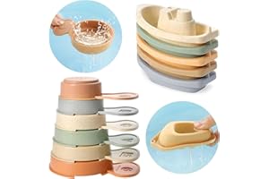 CRIVEPLE Jouet de Bain, Train Flottant avec Cuillère de Bain de 11 Pièces, Jeux Montessori Bébé Eveil, Jouet Bain Enfant Jeux Educatif pour 6-12-18 Mois, Jouet de Douche pour 1, 2, 3, 4 Ans