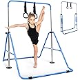 KAYMAN Foldable Gymnastics Horizontal Bar with Hand Protection Wrap, Adjustable Height & Feet - Durable Iron Equipment for Flexibility Training, Compact & Stylish - Perfect for Home Gym