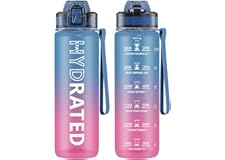 QLUR Trinkflasche, 1L/800ML BPA-Frei Tritan Wasserflasche mit Strohhalm, Trinkflasche Sport Auslaufsicher mit Zeitmarkierung 