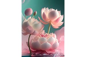 SXCCNW 5D Diamond Painting, Diamant Painting Bilder, DIY Diamant Maler Set Mosaikherstellung für Erwachsene Runder Diamond Art für Home Wall Décor 30X40cm Schöner Lotos