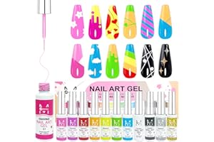 YIAE Set di 12 smalti in gel per nail art polish rosa pastello glitter gel nail art kit per unghie per ragazze sottili pennelli per nail art fai da te French manicure smalto salon