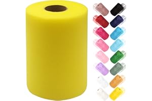 Ableme Deco Tulle Fabric Roll 6 Inches x 100 Yards (15cm x 91m) Tulle for Tutu Skirts Pom Poms Gift Wrapping Baby Shower Wedding Decor (Yellow)