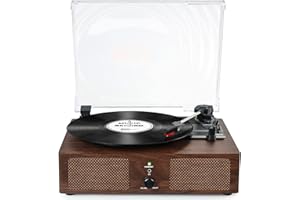 Udreamer Vinyl Player Record Player with Built-in Speakers, Bluetooth Turntable Belt-Driven, Vintage Phonograph with 3 Speeds for Musical Enjoyment and Home Decoration (coffee)