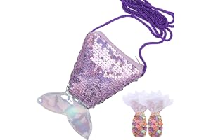 Sjöjungfruväska barn 1 st sjöjungfru plånbok med paljetter – mini axelväska set med hårspännen – glitter present och present