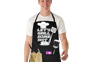 Poktlife Chef Delantal de Cocina BBQ,Delantal Divertido para Hombres O Mujeres,Divertido Delantal Personalizado de Cocina