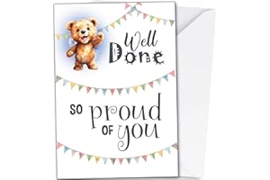 GIFTS AND TEMPTATIONS Well Done Card, Congratulations, Proud of You, You DId It, A5 Size, Printed inside and out, for Exam Results, Graduation, New Job, Promotion, Pregnancy, Degree, GCSE, A Level Results, Achievements