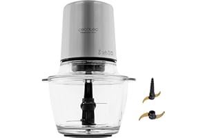 Cecotec Picadora Eléctrica TitanGlass 1000 Spatula. 500W, 4 Cuchillas Titanio, Pica, Trocea y Corta, ControlSpeed, Bol Cristal 1L, 2 Velocidades, Botón Pulso, Tapa a Presión, Regulable, Lavavajillas