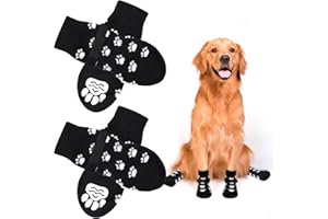 AUAUY Chaussettes Anti-Dérapantes Chien Chat, Chaussette Chien, Protège Les Pattes de l’Animal et Les Sols Intérieurs, avec Bandes De Fixation Réglables, pour Les Petits ou Moyen Chiens et Chats - L