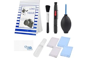 Kare & Kind Camera Lens Cleaning Kit - 2in1 Lens Cleaning Pen, Air Blower, Cleaning Brush, Empty Reusable Spray Bottle, Lens Cleaning Paper Tissue (50 sheets), Microfiber Cloths- for Camera Lenses
