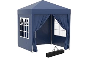 Outsunny Carpa Plegable Pop-up Gazebo 2x2 m Cenador Plegable con 4 Paredes Laterales Anti-UV y Bolsa de Transporte para Camping Fiestas Azul