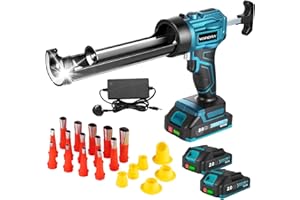 Yofidra Electric Caulking Gun Cordless - 4 Speed Adjustable, 2 x 2.0Ah Batteries, LED Light, Drip-Free - Works with 300ml Silicone & Sealant Cartridges for Sealing, Filling, Leak Proof, DIY