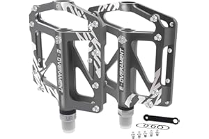 E-OVERAMENT Pedali Mtb Flat per Bici Da Corsa Uomo Donna, Pedali Spd Universali per Bici Mtb, Bici Corsa, Bmx o Bici Pieghevole - Pedali Bici Da Corsa Ultra Leggeri in Alluminio con Poggiapiedi Bici Antiscivolo