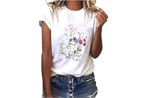 AMHOMELY UK Women Shirts and Blouses Sale,Ladies Casual Geometric Graphic Print Harajuku Female Round Neck Loose T-Shirt Tunic Tops for Women Leisure Elegant Polos T-Shirts Vests Tees