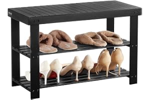 VEVOR Skohyllbänk, 3-nivås bambu entrébänk, skoförvaring organiserare rymmer upp till 129 kg, 70 x 30 cm, för ytterdörr, hall