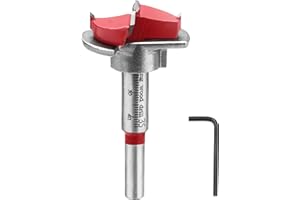 HPHOPE Forstnerbohrer 35mm Verstellbar Positionierbohrer, Forstner Bit Holzbohrer mit Rundschaft, Scharnierlochbohrer mit Tiefenanschlag(10-40mm), für Holzbearbeitung Mehrzweckbohrer