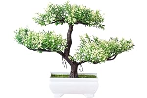 Artificial Bonsai Tree, 25 x 18 cm, Decorative Artificial Plant with Pot for Home, Office and Living Room (A)