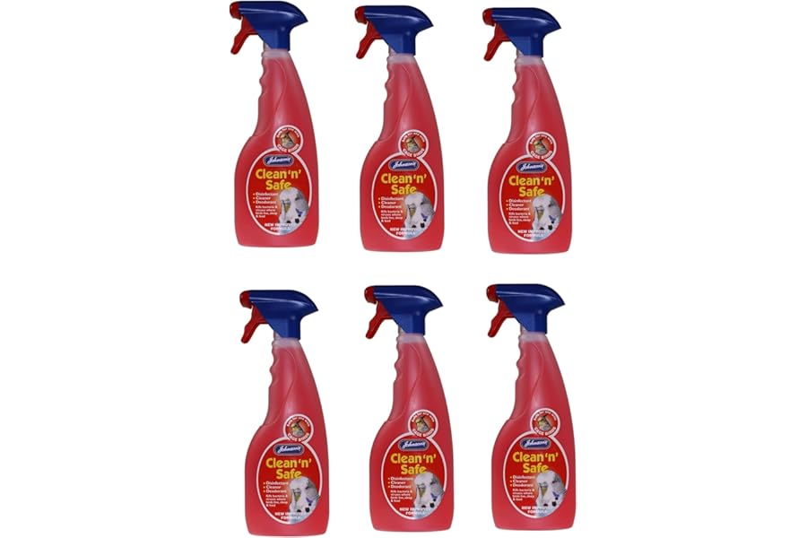 JOHNSONS CLEAN N SAFE CAGE BIRD BUDGIE PARROT DISINFECTANT CLEANER 6 PACK 3L Y72