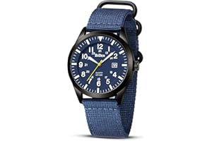 HANPOSH Mens Watches Military Watches for Men Analogue Quartz Waterproof Wrist Watches for Men Date Display Nylon Army Tactical Sports Minimalist Watches