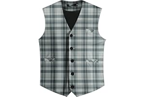 Allthemen Męska kamizelka w kratę z dekoltem w serek na co dzień kolorowa kurtka bez rękawów z nadrukiem kamizelka na kolację weselną