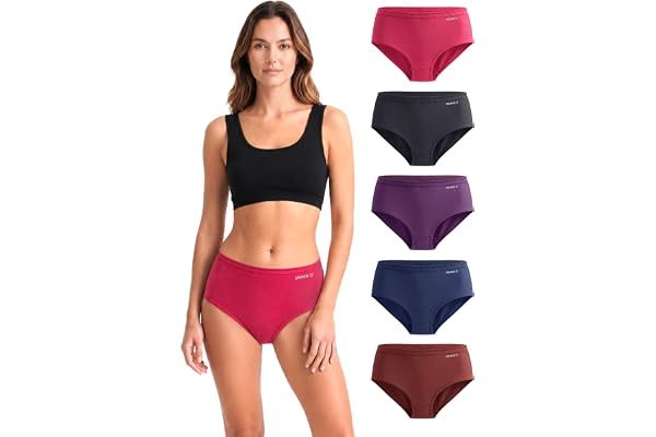 SWAGR 5 Pack Women's High Coverage Super Combed Cotton Hipster Panty Set | Powered by ZincShield Anti-Bacterial Tech | Breath