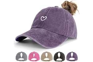 HeyCaps Pferdeschwanz Baseball Cap Damen Verstellbare Baseballkappe Vintage Mützen Sonnenschutz Basecap Mit Zopf Loch für Sommer Sport