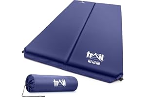 TRAIL OUTDOOR LEISURE Colchón autoinflable de Matrimonio, Ideal Para acampar, Extra gruesa 5 cm, Color Azul, tamaño 5cm Thick, Double, 41.34 x 73.23 x 1.97inches