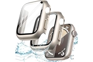 JETech wasserdichte Hülle mit Schutzfolie für Apple Watch Series 9 8 7 45mm, Eingebautes Gehärtetes Glas Displayschutz Hart PC Stoßstange Vollständig Schutzhülle, 2 Stück (Polarstern)
