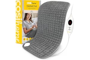 Cosi Home Manta Electrica Almohadilla Electrica 60cm x 30cm.6 Configuraciones de Calor, Apta para Lavadora, Control Remoto Digital - Hombros, Espalda, Cuello y Piernas