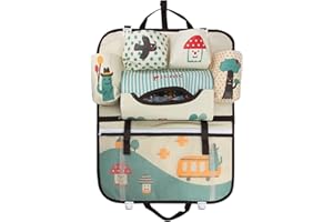 ITODA Rücksitztasche Autotasche Rückenlehnenschutz Aufbewahrungstasche mit 6 Fächern Rücksitz Tasche Autositz Utensilientasche für Kinder Rücksitzschoner Grün Hängende Rücklehnentasche mit Netztasche