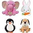 odinbirds Combo of 4 Animals Soft Toy Kids (Baby) for Playing Soft Toy Elephant Penguin Rabbit & Dog.All Best Stuff Toys for Kids (Enjoy) Playing Birthday Gift (30cm)