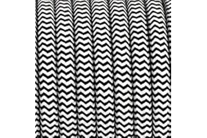 BESCHLE 6 mètres 3 - fils Câble textile fil électrique tissu rond 3x0,75 3G0,75 zèbré tigré noir et blanc 40