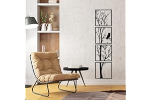 Luccyle Large Metal Branch Wall Decoration,Tree Metal Wall Art 4 Pieces Set,Tree Wall Art Decor for Home Garden Living Room Decorations ((11.8×47inch/30×120cm))