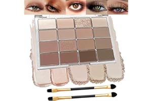 GENERIC 16 Colors Light Brown Nude Eyeshadow Palette – Long Lasting Waterproof Neutral Makeup, Matte & Shimmer, Blendable Highly Pigmented Taupe Grey Eye Shadow, Beginner Friendly, Low Fall-out (Light Brown)