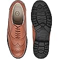Safety Shoes : Leather Formal Brogue Shoes with Steel Toe, Memory Foam Footpad & Anti Skid, Heavy Duty Rubber Sole.