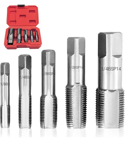 Jeu De 5 Tarauds NPT 3/4 à 1/8 Pouces - Tarauds Filetage Tuyau Acier Carbone Avec Boîtier