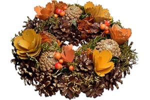 HEITMANN DECO Ghirlanda autunnale colorata – Ghirlanda di riso – decorazione autunnale – naturale – marrone, arancione, giallo, verde – ca. 25 x 25 x 8 cm