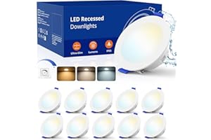 ‎LESELUX Leselux LED Einbaustrahler 230V Dimmbar, 10x 6W LED Spot IP65 700LM Warmweiß Neutralweiß Kaltweiß 2700K/4000K/6000K, Einbauspots Weiß Ultra Flach 35mm, Deckenspots 68mm für Badezimmer Küche Wohnzimmer